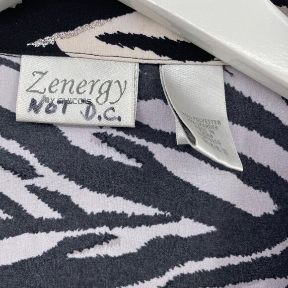 Zenergy by Chicos zip up jacket size 2 Medium 12 zebra print active wear beach - Picture 5 of 9